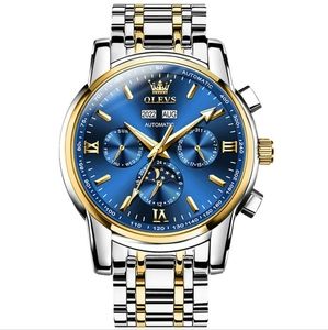 OLEVS Wristwatch for Men Automatic Mechanical Blue Adult Male 6633A